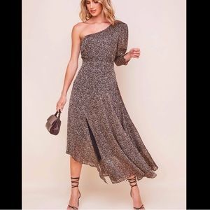 ASTR THE LABEL Wo Sable Leopard One-Shoulder Dress -Brown Leopard